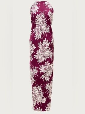 JCrew Halter maxi indress in berry and cream pineapple garden print new with tag